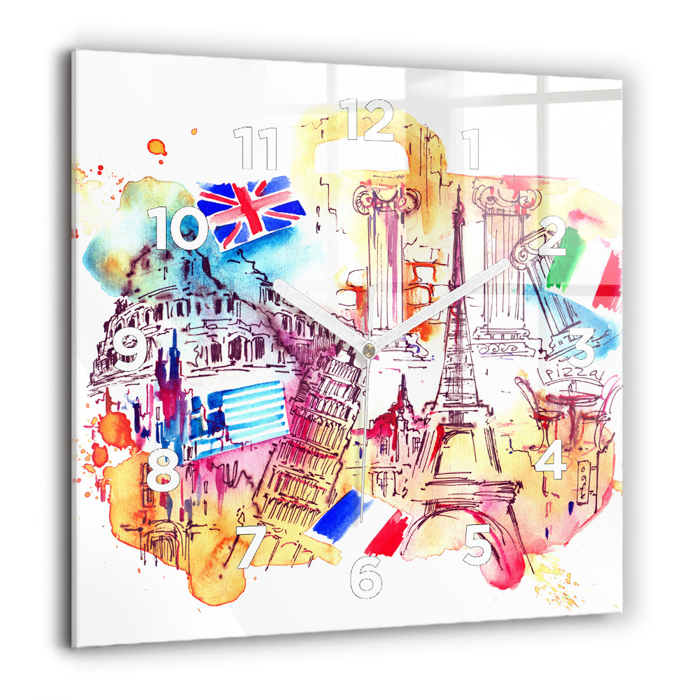 Négyzetes üvegóra 60x60 A világ vonzó országai