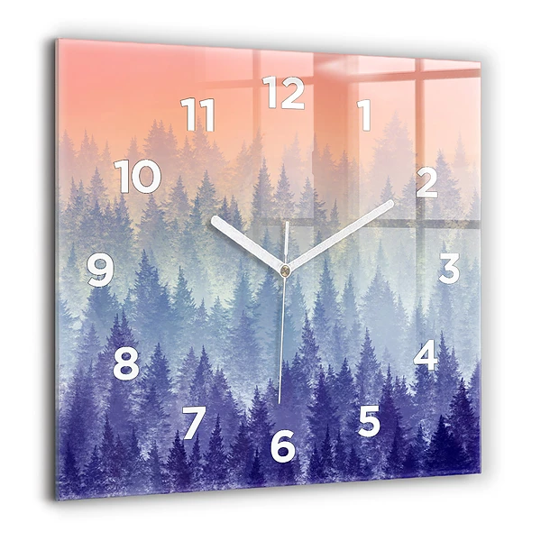 Négyzet alakú üvegóra 60x60 Erdő ködben