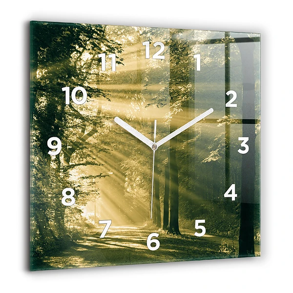 Szögletes üvegóra 60x60 Napsugarak Erdő