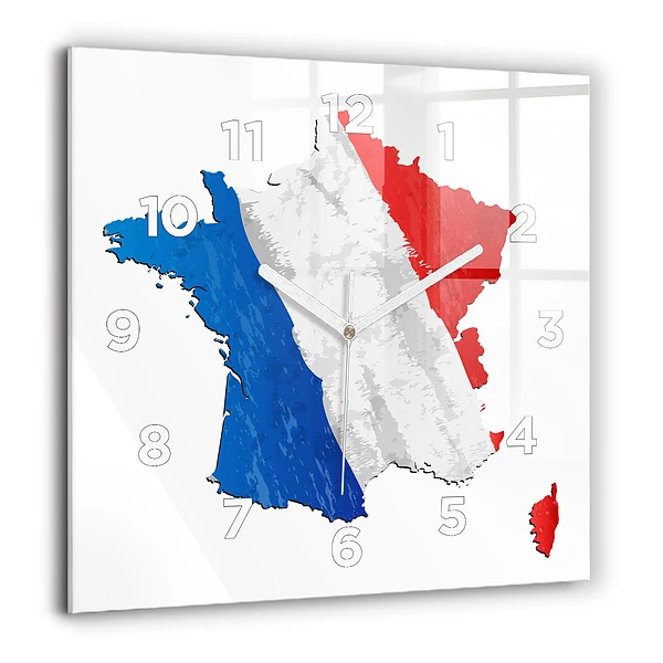 Négyzet alakú üvegóra 60x60 Franciaország zászlaja
