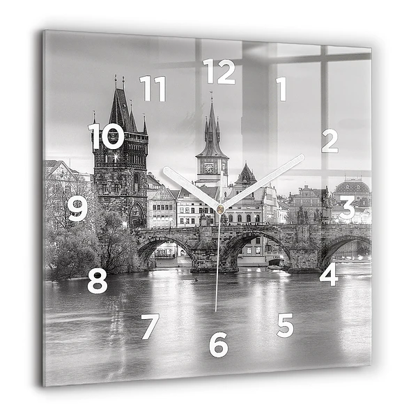 Szögletes üvegóra 60x60 Károly híd Prágában
