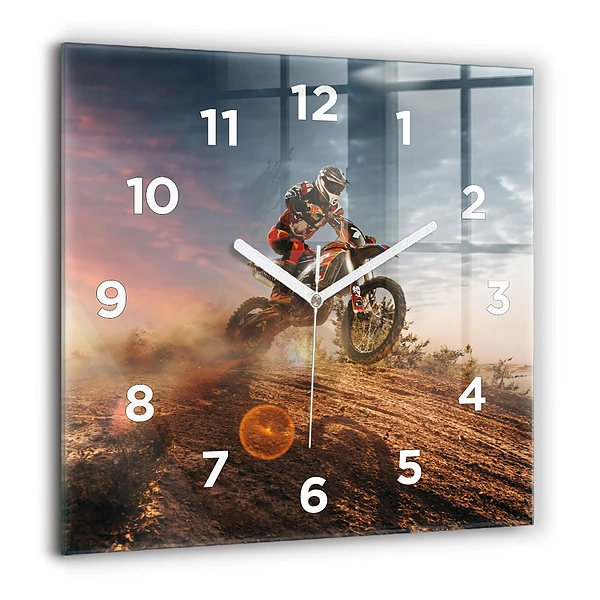 Négyzet alakú üvegóra 60x60 Férfi motorkerékpáron