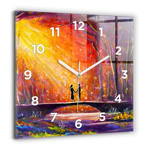 Négyzetes üvegóra 60x60 Pár az erdőben