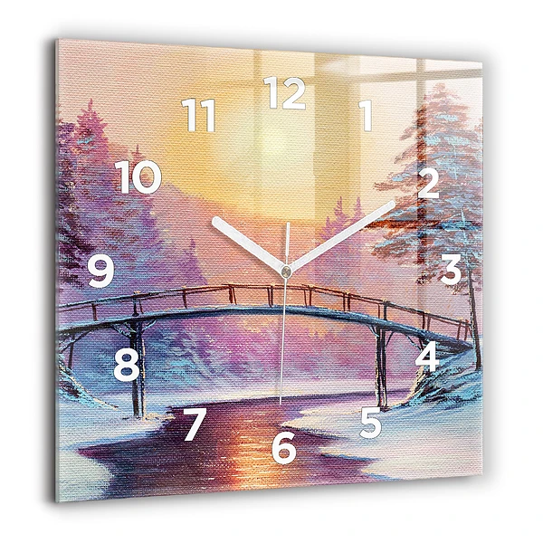 Szögletes üvegóra 60x60 Karácsonyfa és híd