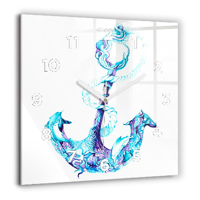 Négyzet alakú üvegóra 60x60 Tengeri horgony