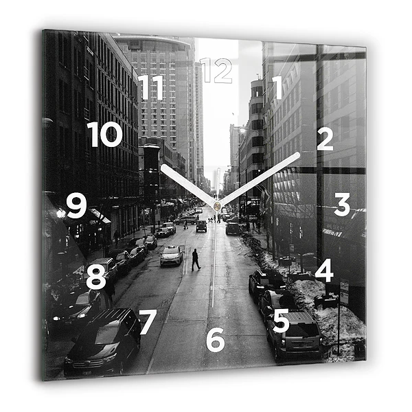 Szögletes fali üvegóra 60x60 Chicago város utcái