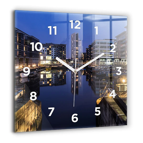 Szögletes üvegóra 60x60 Éjjel kivilágított város