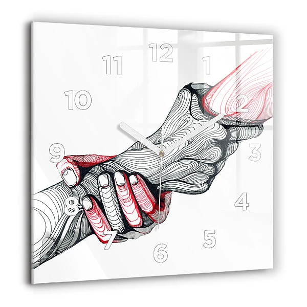 Szögletes üvegóra 60x60 Kézen fogva
