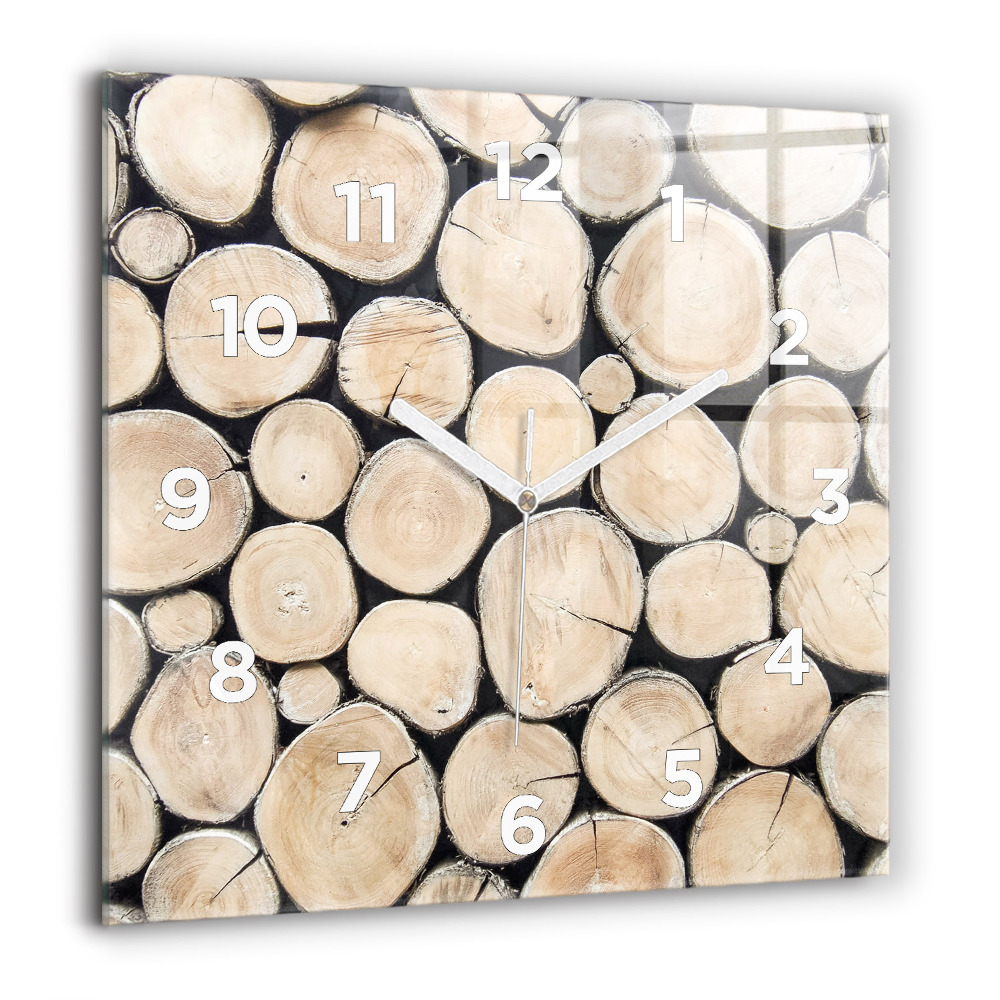 Négyzetes üvegóra 60x60 Vágott fatörzs