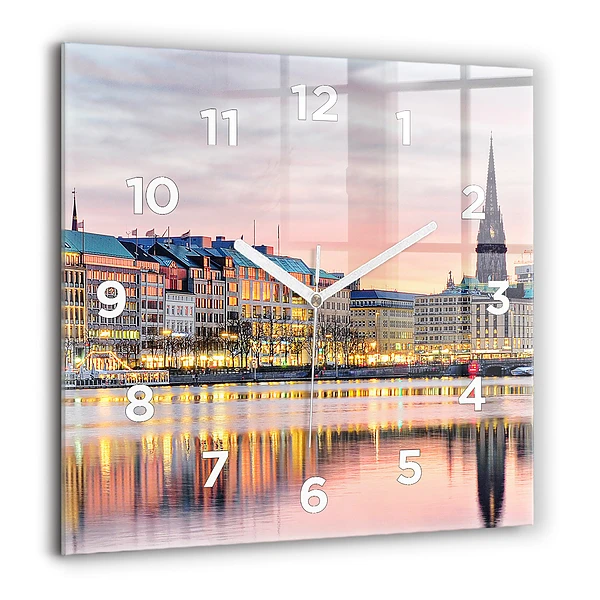 Szögletes üvegóra 60x60 Alster Hamburgban