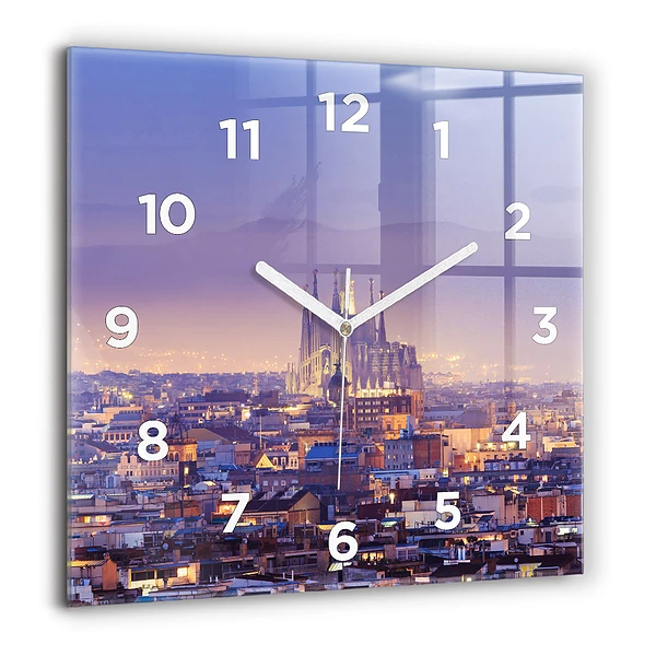 Szögletes üvegóra 60x60 Barcelona látképe