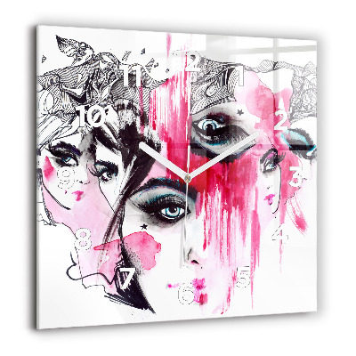 Szögletes fali üvegóra 60x60 Sok arc absztrakció