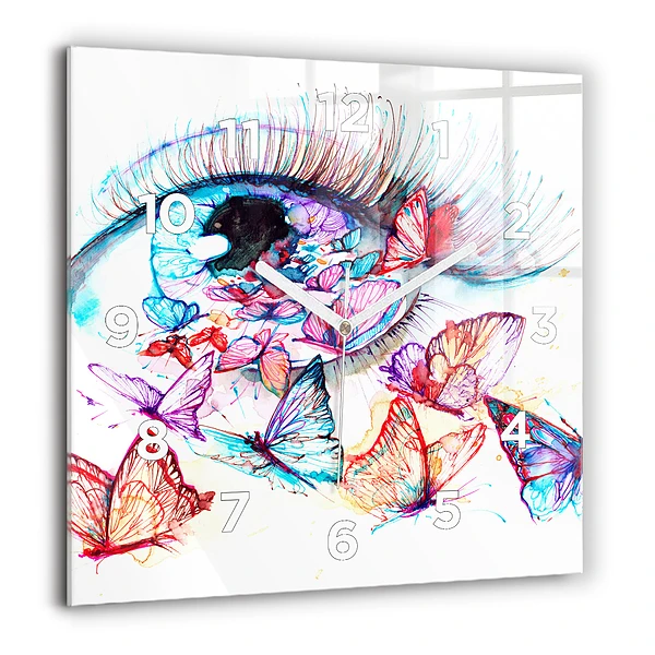 Négyzet alakú üvegóra 60x60 Színes pillangószem