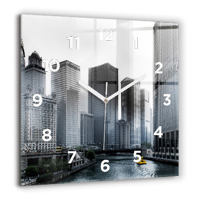 Szögletes fali üvegóra 60x60 A város panorámája
