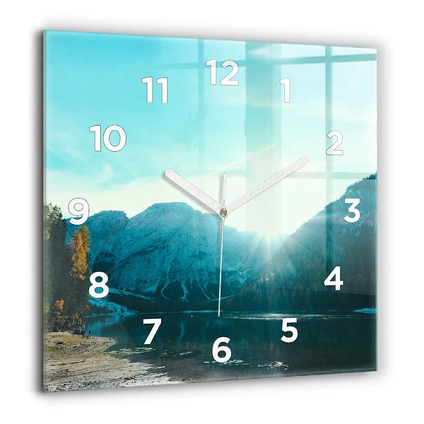 Szögletes fali üvegóra 60x60 Hegy és folyó Lengyelországban