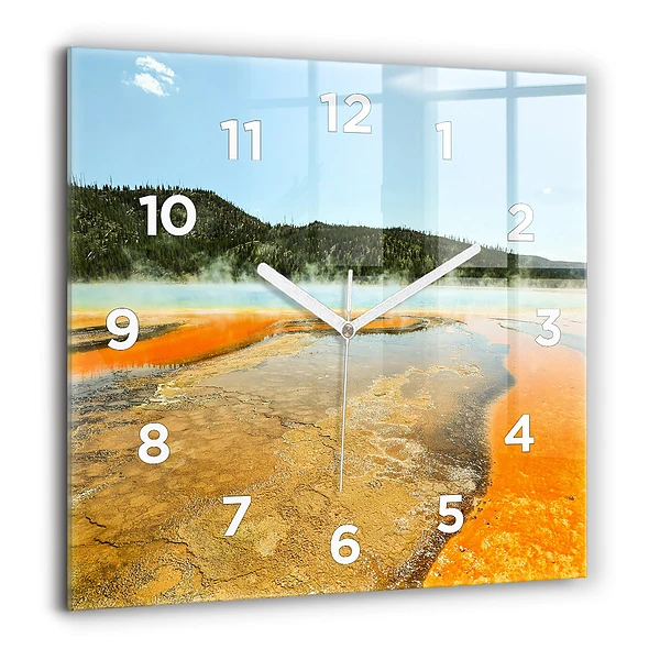 Négyzetes üvegóra 60x60 Tó hegyekkel