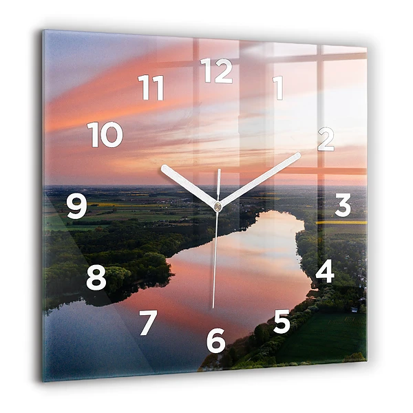 Négyzetes üvegóra 60x60 Kilátás egy tóra