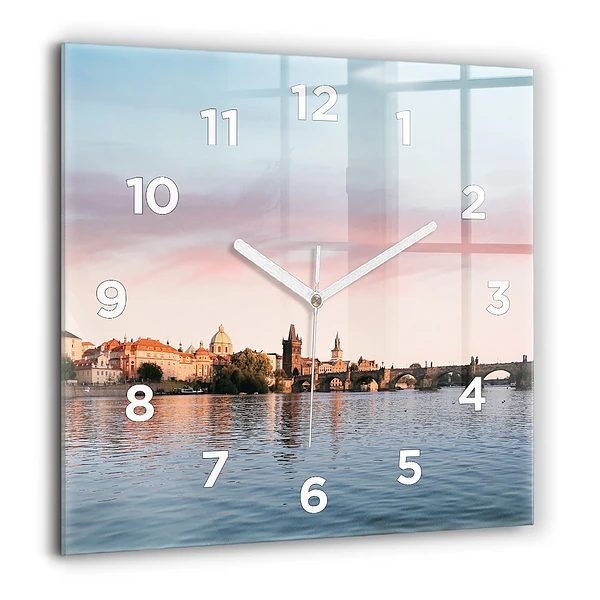 Négyzetes üvegóra 60x60 Károly-híd Prágában
