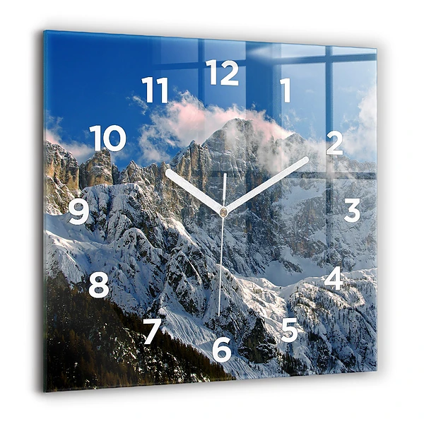 Négyzet alakú üvegóra 60x60 Hegyek a kék ég alatt