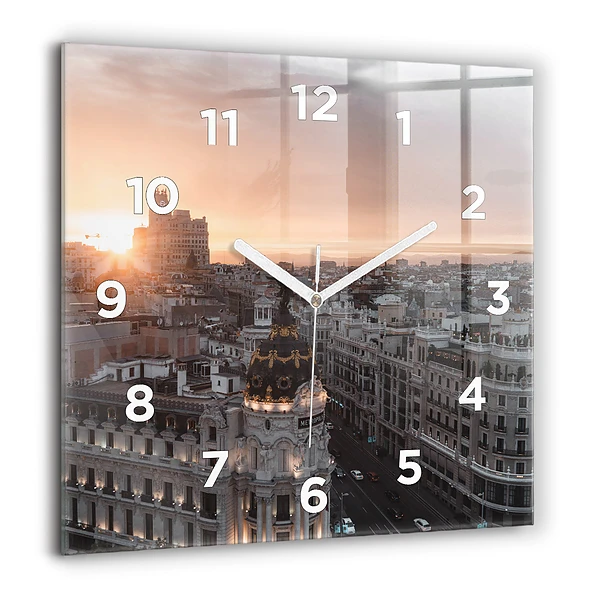 Szögletes üvegóra 60x60 Városok naplementében