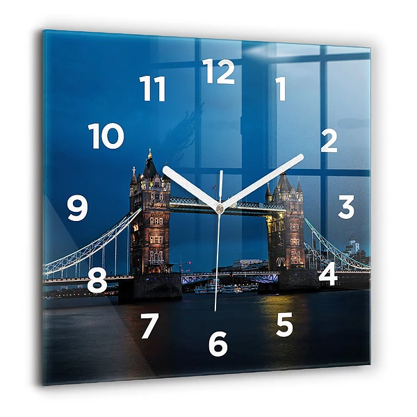 Négyzet alakú üvegóra 60x60 Tower Bridge London éjjel
