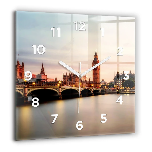 Szögletes fali üvegóra 60x60 Big Ben londoni égbolt