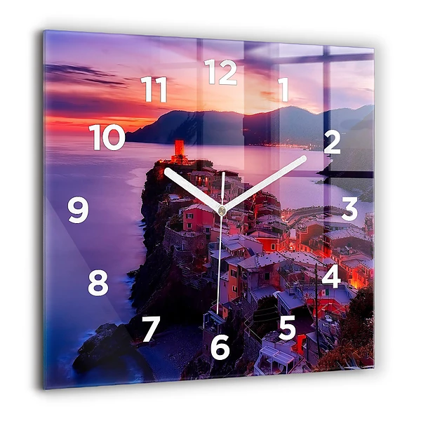 Négyzetes üvegóra 60x60 Házak a tó mellett