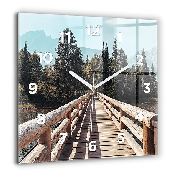 Négyzet alakú üvegóra 60x60 Hegyek Yellowstone-ban