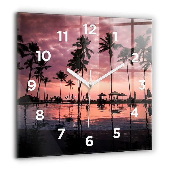 Szögletes üvegóra 60x60 Pálmafák Hawaiin
