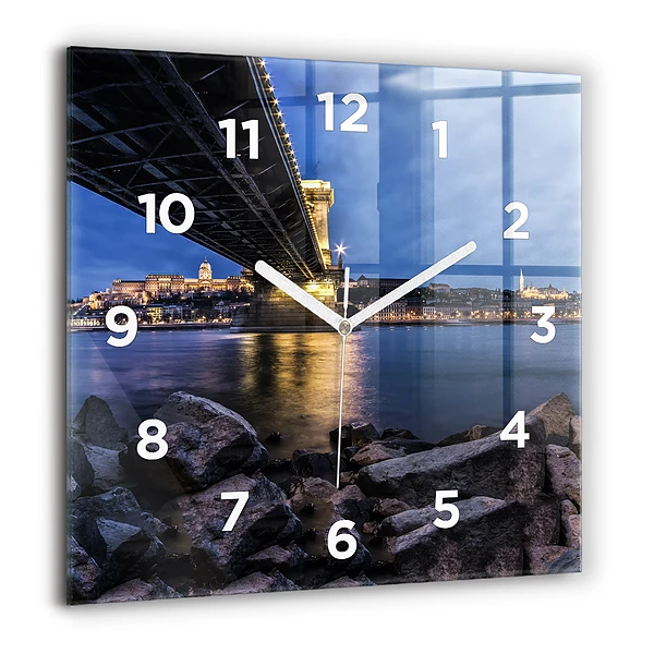 Szögletes fali üvegóra 60x60 Sziklás part a híd alatt