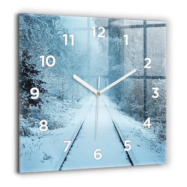 Szögletes fali üvegóra 60x60 Szarvasok a síneken