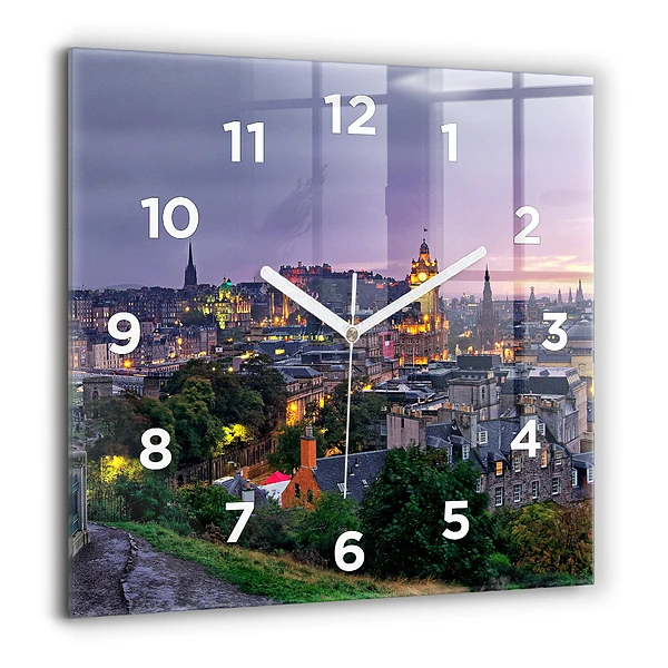 Négyzetes üvegóra 60x60 Edinburgh a Calton Hillről