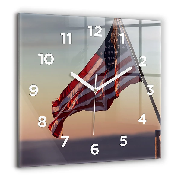 Négyzetes üvegóra 60x60 Az amerikai zászló