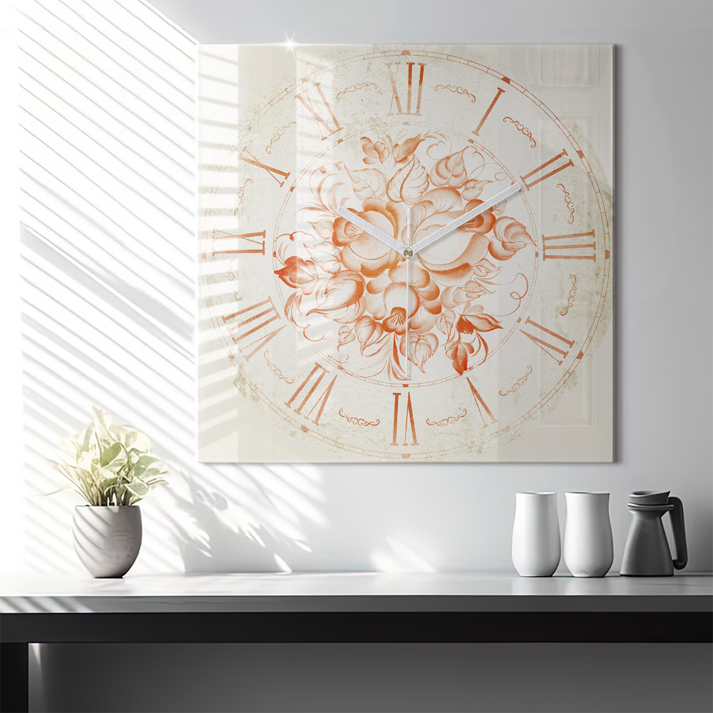 Négyzet alakú üvegóra 60x60 római motívum