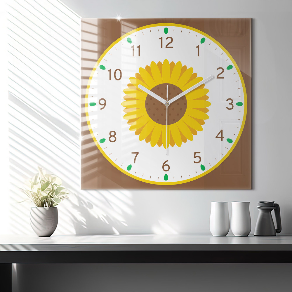 Négyzet alakú üvegóra 60x60 Napraforgó virág