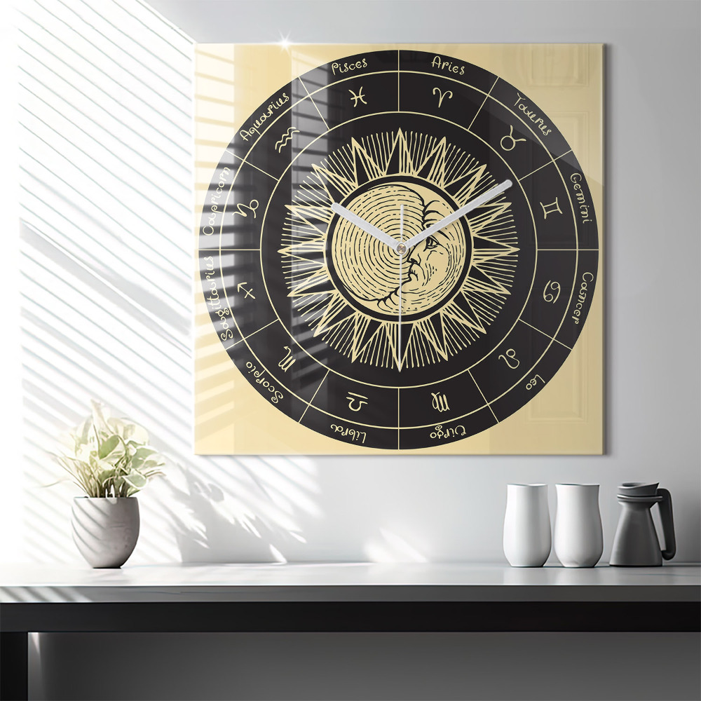 Négyzet alakú üvegóra 60x60 Zodiákusok és a Nap