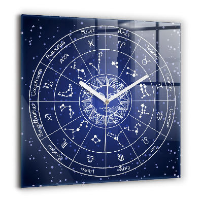 Négyzetes üvegóra 60x60 Zodiákus csillagképek