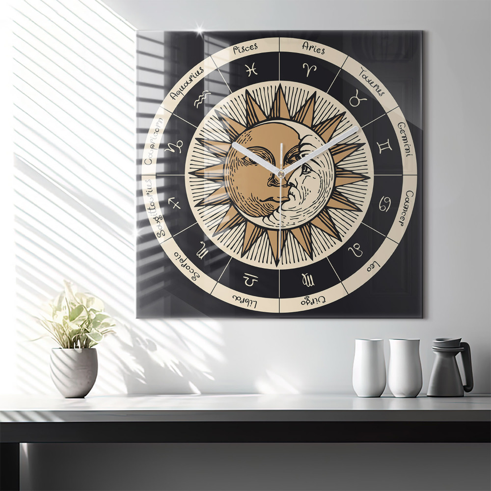 Négyzet alakú üvegóra 60x60 A nap és az állatövök