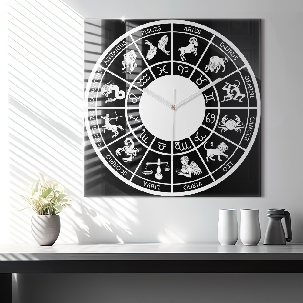 Szögletes fali üvegóra 60x60 Állatövi