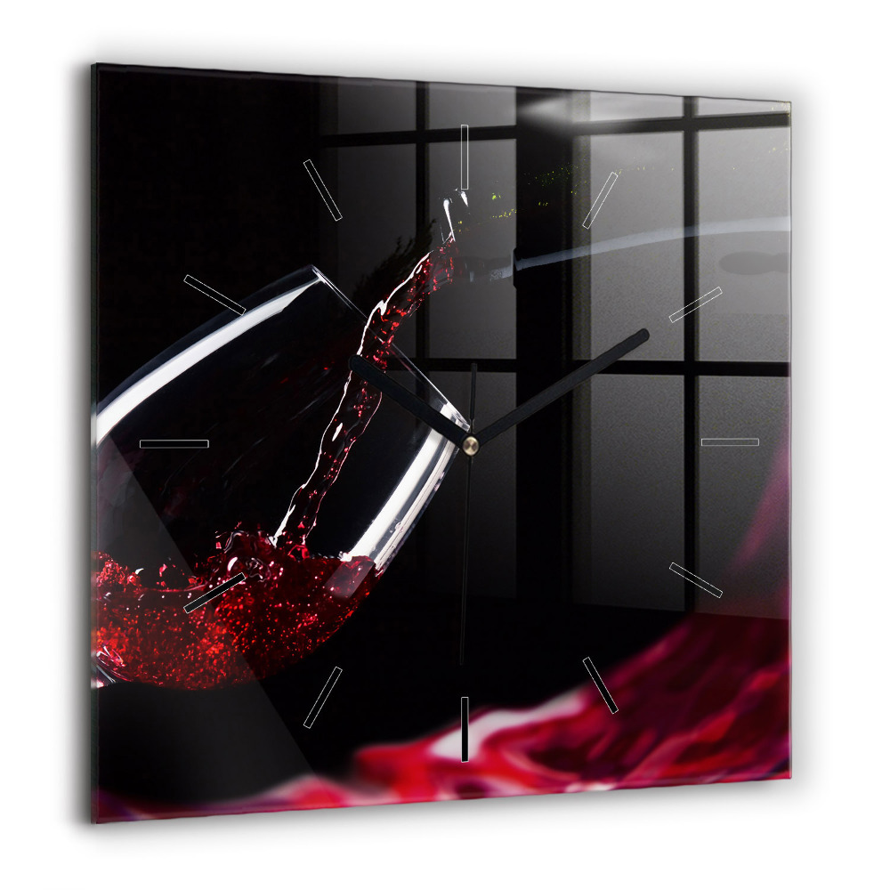 Szögletes üvegóra 60x60 Vörösbor