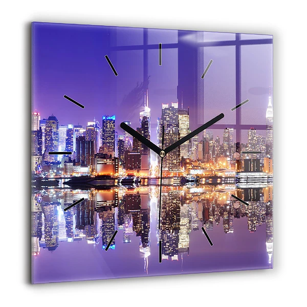 Szögletes fali üvegóra 60x60 New York City éjszaka