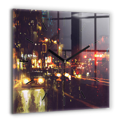 Négyzet alakú üvegóra 60x60 Festett város