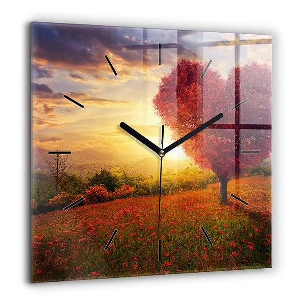 Négyzet alakú üvegóra 60x60 Szerelmes szívfa