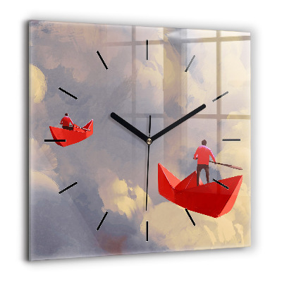 Négyzetes üvegóra 60x60 Papír hajók