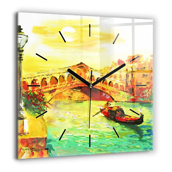 Szögletes üvegóra 60x60 Velence Rialto-híd