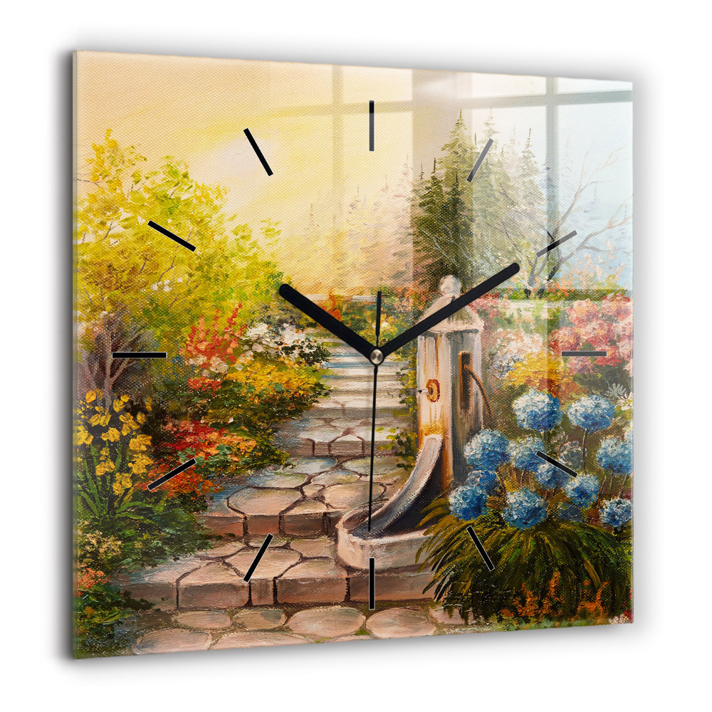 Négyzet alakú üvegóra 60x60 Olaj kompozíció egy erdőben