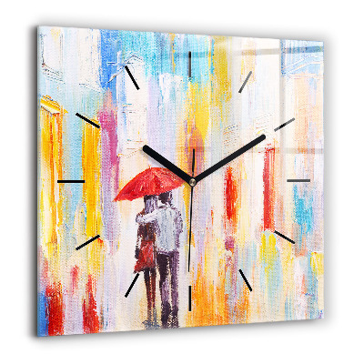 Szögletes üvegóra 60x60 Pár az esőben