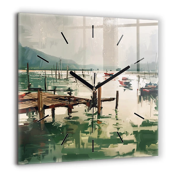 Négyzet alakú üvegóra 60x60 Halászhajók a kikötőben