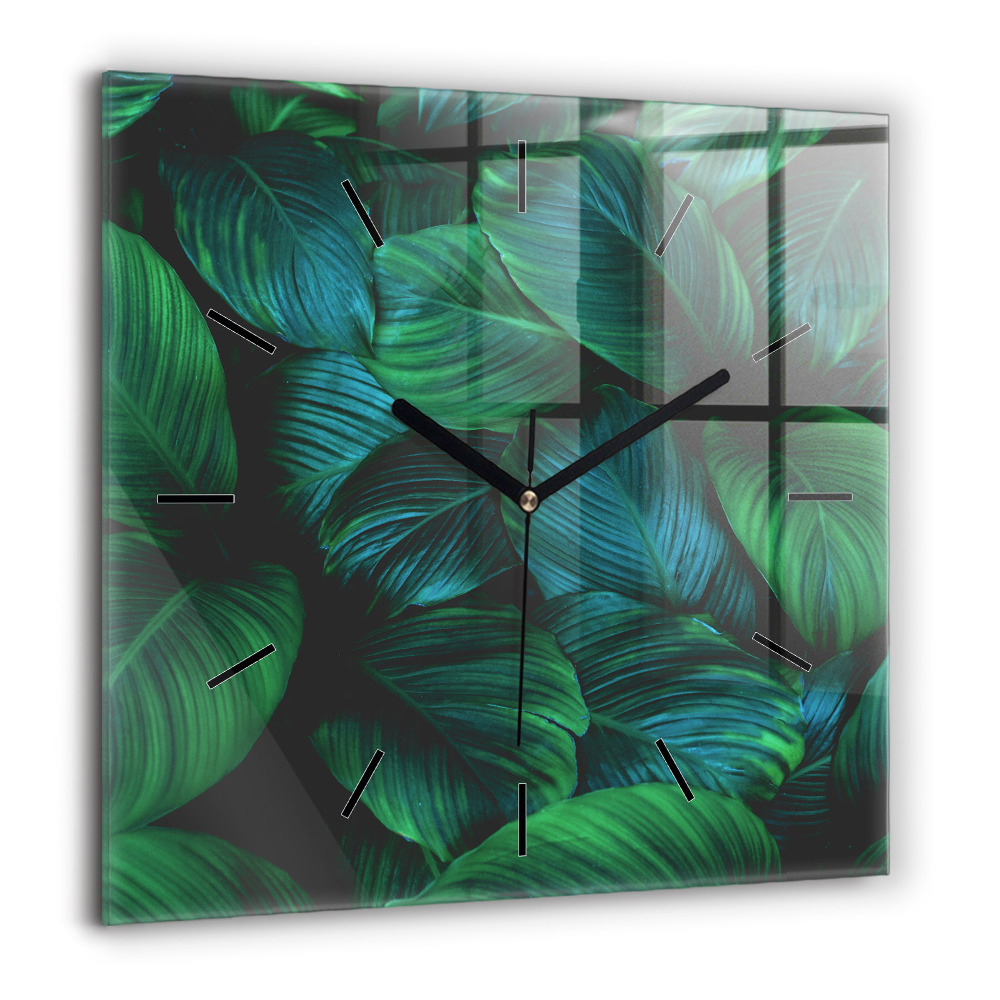Négyzetes üvegóra 60x60 Természet levelek