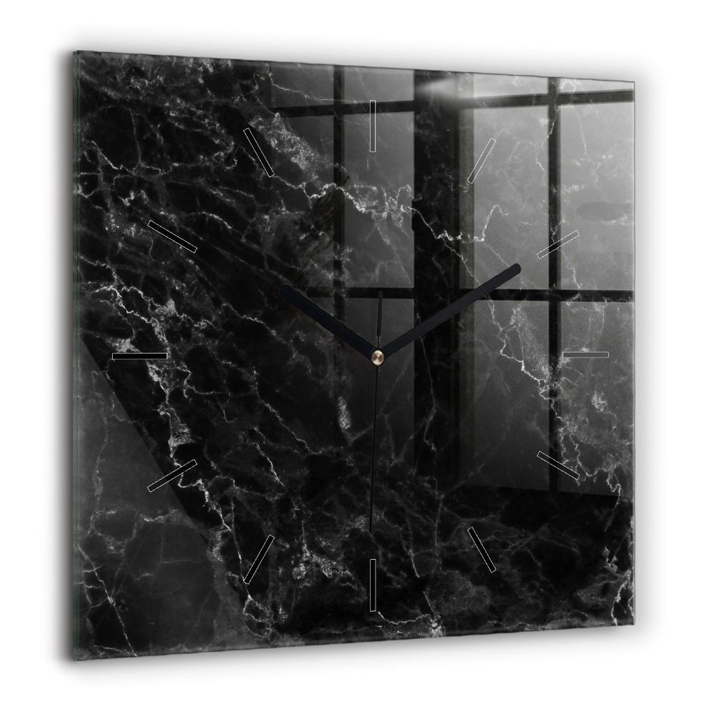 Szögletes üvegóra 60x60 Sötét márvány